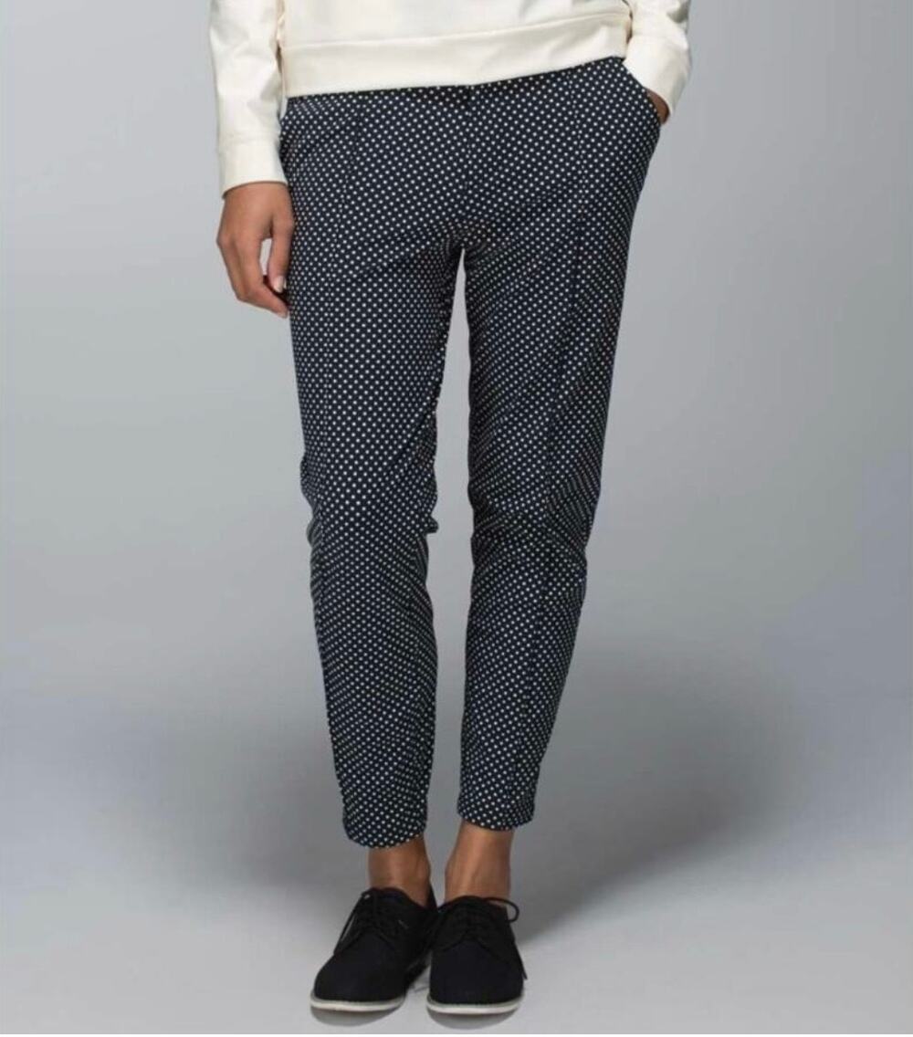 lululemon Departure Pant Biggy Dot Printed Black Ghost Women's 6 High Rise Ankle